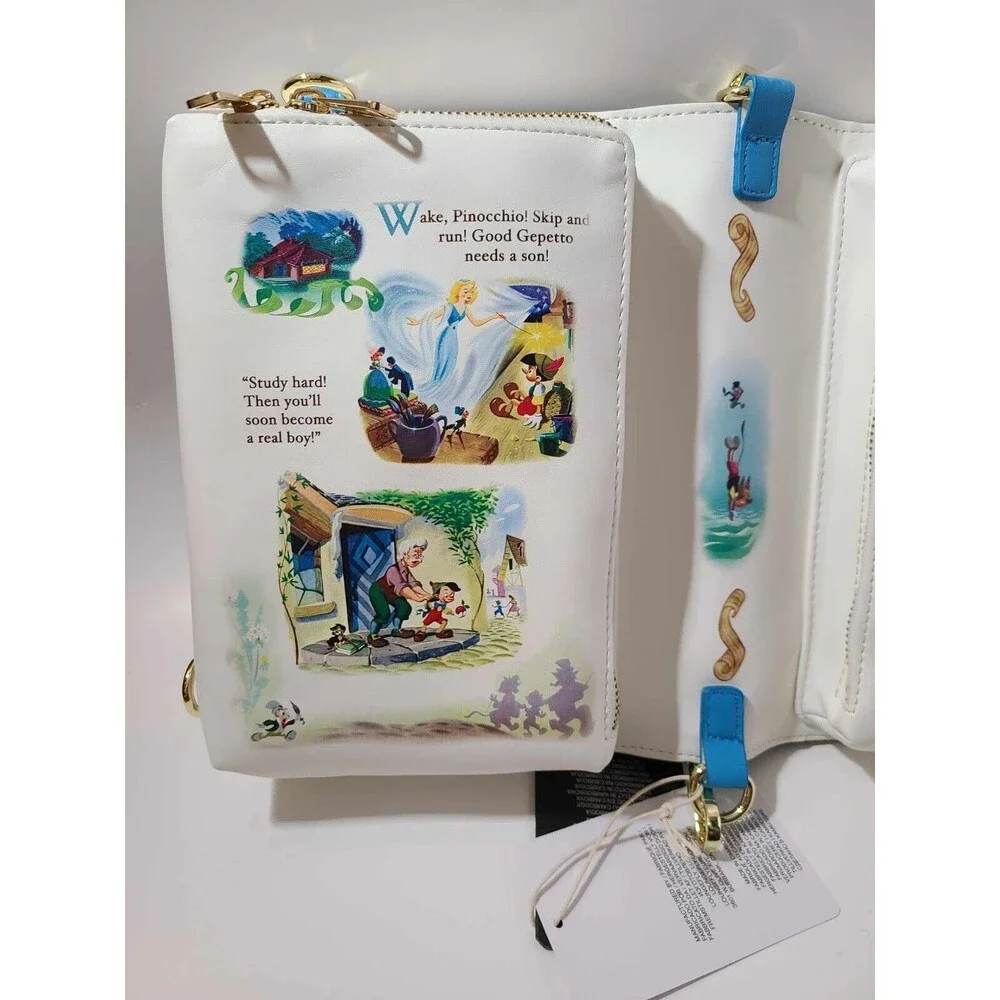 Official Pinocchio 1940 Classic Book Faux Leather Crossbody Bag NEW Loungefly
